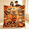 Flat Single-Piece Dark Pattern Dog Design Outdoor Ultra-Soft Portable Flannel Blanket, Suitable for Travel, Camping, Living Room, Office, And Bed - So