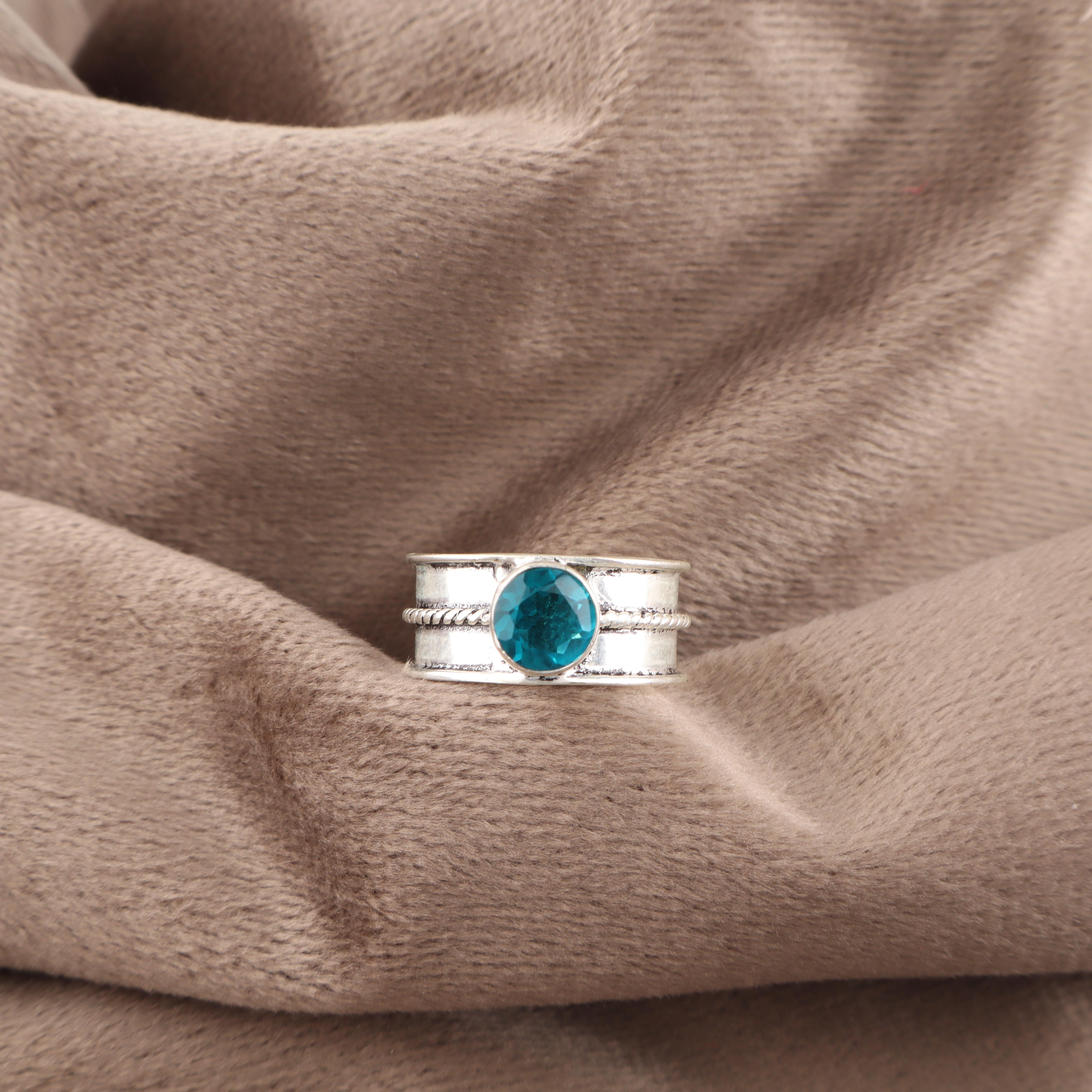 

Apatite Handmade Silver Jewelry, 925 Sterling Silver Ring, Handmade Beautiful Gemstone Ring, Apatite Ring Gift For Her 12 синій