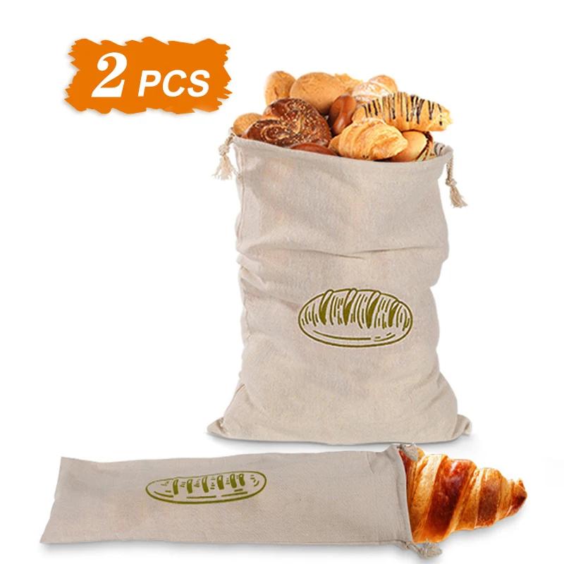 4/2/1PCS Linen Bread Bags,Reusable Drawstring Bag for Loaf, Homemade Artisan Bread Storage Bag,Linen Bread Bags for Baguette