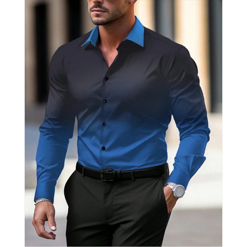 Gradient Men's Clothing Soft and Comfortable Men's Shirt Summer Hawaiian Shirt High Quality Men's Clothing Fashion Button Design