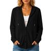 Women's Casual Color Hooded Long Sleeve Button Front Loose Fit Jacket for Daily Wear