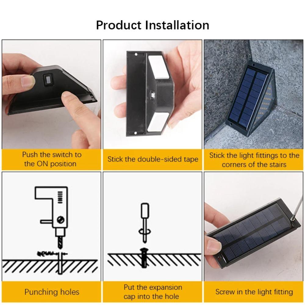 4 PCS LED Solar Step Lights, Waterproof Outdoor Stair Lights, Solar Deck Lights Outdoor Solar Landscape Lighting for Yard, Patio