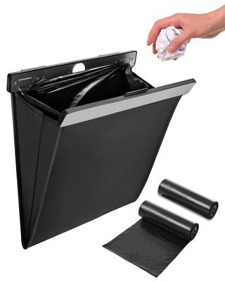 Catland Car Trash Can 24 Trash Bags LED Light Magnetic 4L Large Capacity Slim Trash Can with Garbage Small Car Magnetic Weight Convenient for Back PU