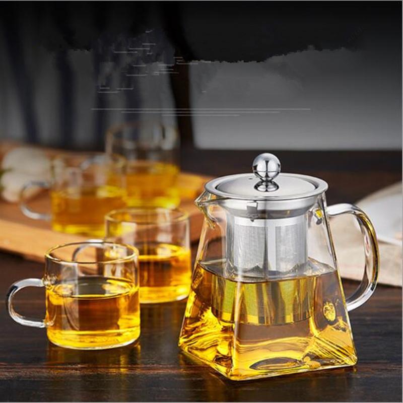 Heat Resistant Glass Teapot With Stainless Steel Tea Infuser Heated Container Tea Pot Decanter Kettle Tea Filter Baskets Teaware