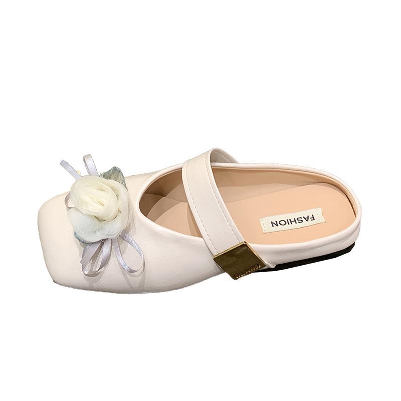 Xiaoxiangfeng Flat-bottomed Metal Buckle Bag Head Half Slippers Women's Outer Wear 2025 New Summer Mary Jane Sandals Single Shoes