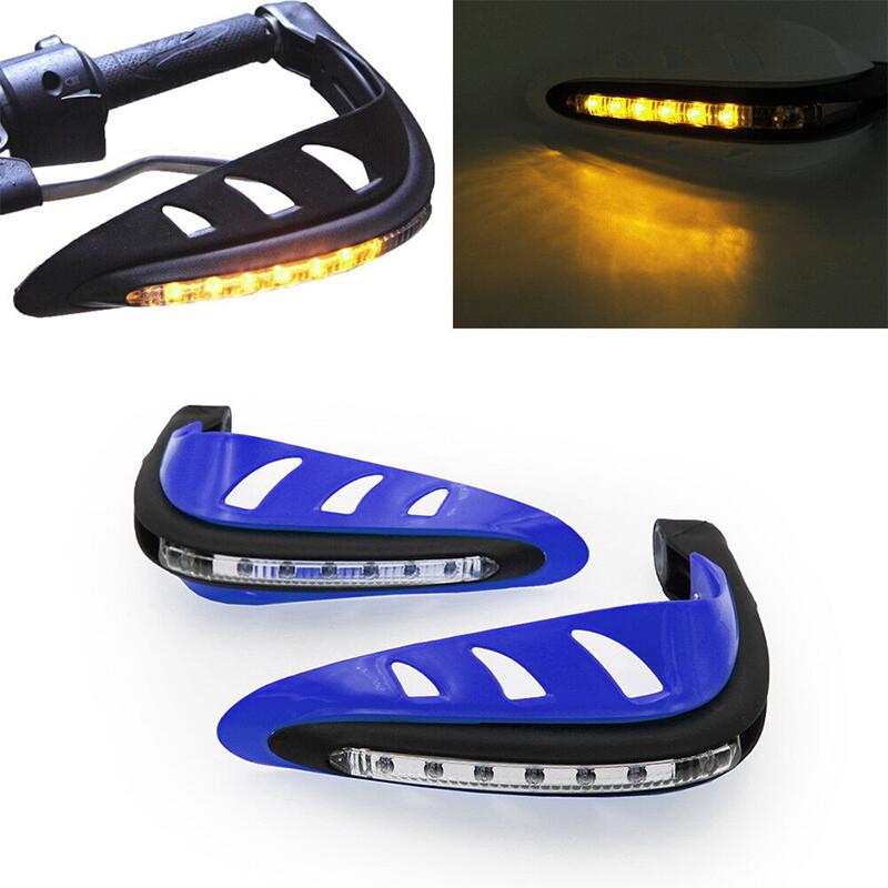2pc 7/8   Motorcycle Brush Hand Guards LED Turn Signal Light Handguard Protector