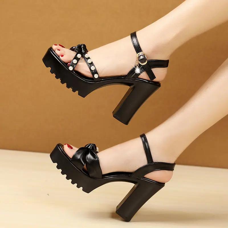 Fashion Buckles Super-high Heel Sandals for Women Summer Sale Original Vintage Chic and Elegant Korea Footwear 2025 Trend On Woman Shoes