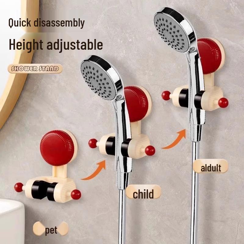 Adjustable Multi-Functional Rotating Shower Head with Suction Cup Base