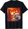 Christmas Cat Funny Santa Cat Selfie with Holiday Unisex T-Shirt