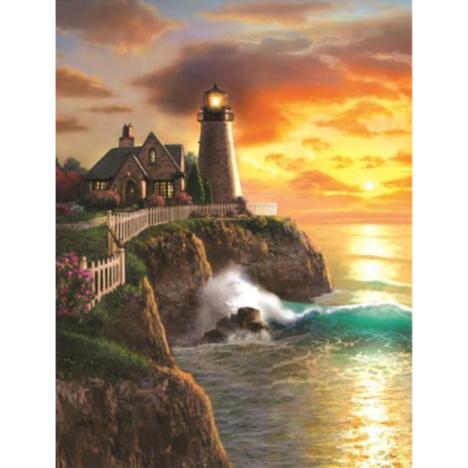 Diamond Painting 40x50 Cm - Kit Completo Spiaggia E Tramonto, Con Diamanti 5D E Attrezzi, Per Decorazione Casa - Foto 10