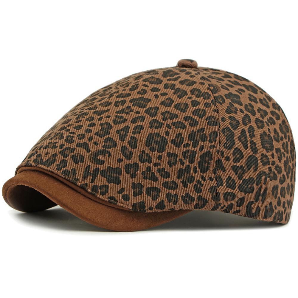 

HT4791 Berets Spring Autumn Hat Men Women Leopard Octagonal Flat Cap Artist Painter Beret Hat Male Female Adjustable Beret Cap 55-60cm Adjustable