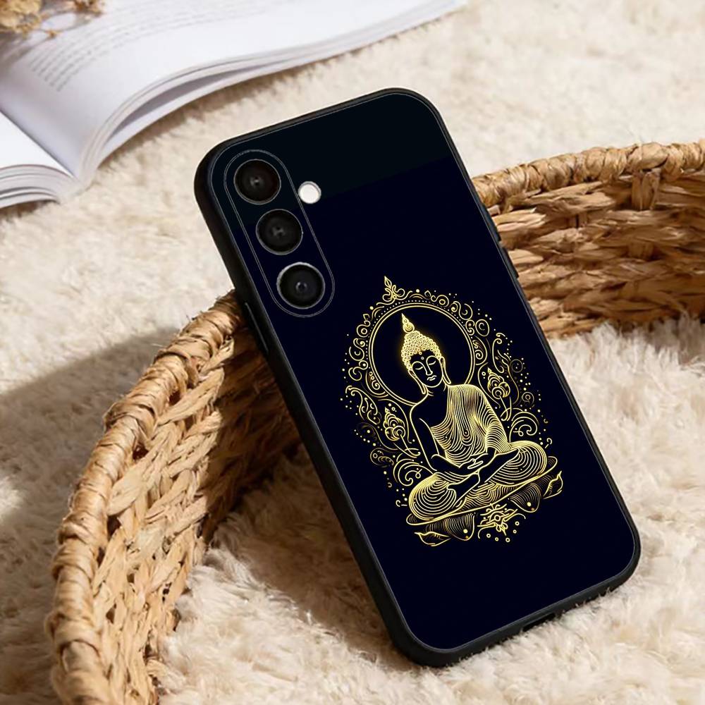 Belief Buddha Art Pattern Phone Case For Samsung Galaxy A13,21s,22,31,32,52,53,71,72,73,Soft Black Cover