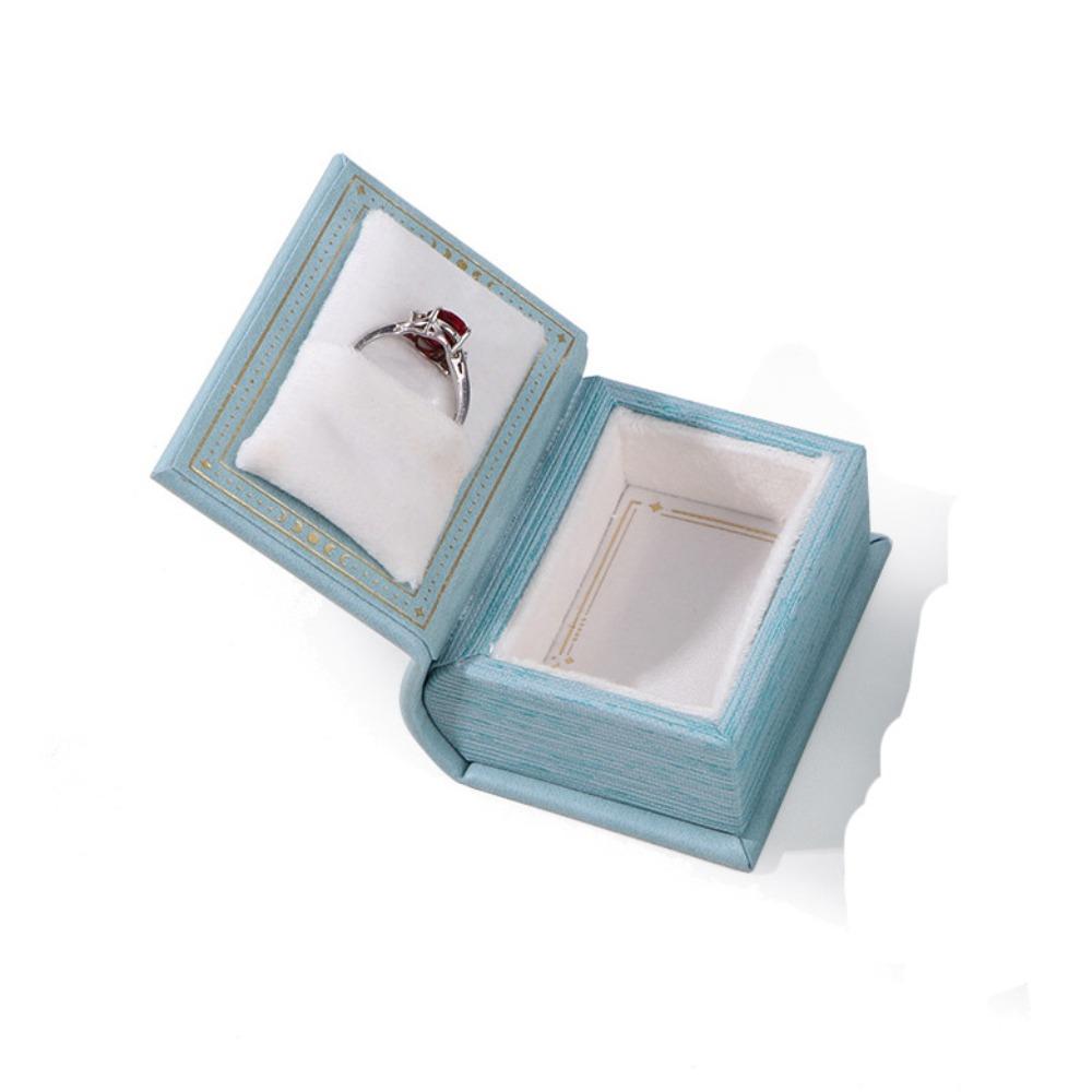 Creative Engagement Ring Case Velvet Jewelry Packaging Durable Book Shape Ring Box  Travel