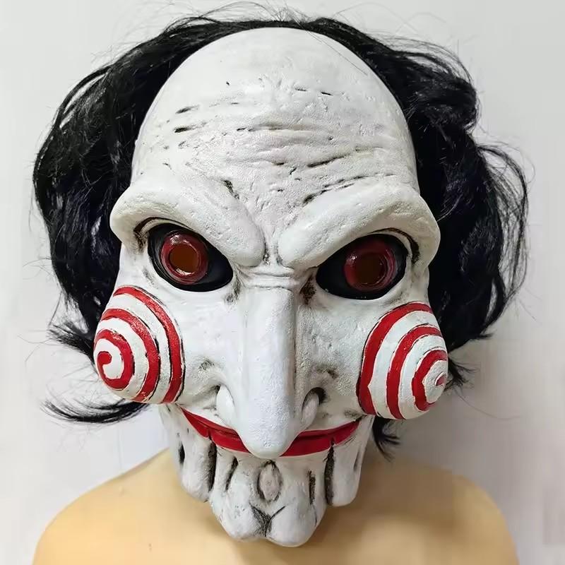 Horror Demon Jigsaw Saw Mask Cosplay Saw X Scary Killers Latex Helmet  Party Costume Masks Adult One Size белый