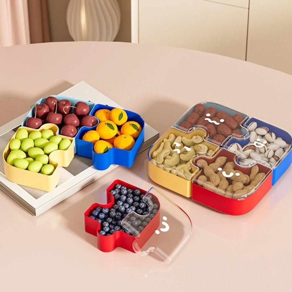 Compartmentalized Storage Jigsaw Fruit Tray Plastic Nut Box Cute Dried Fruit Tray  Home Use