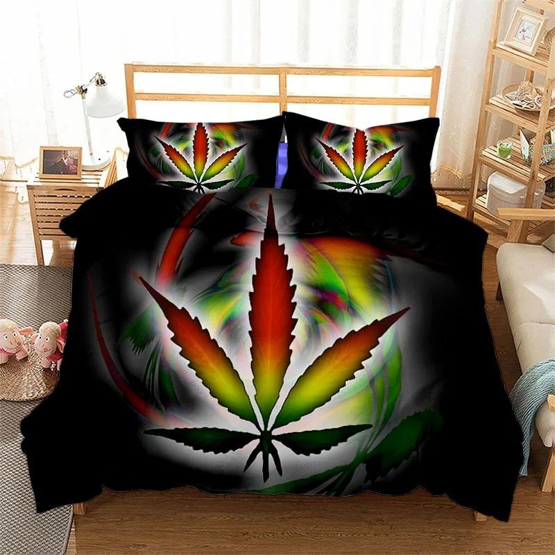 

New Green Leave 3D Print Bedding Set Duvet Covers Pillowcases One Piece Comforter Bedding Sets Bedclothes Bed K607 EU single(135x200cm)