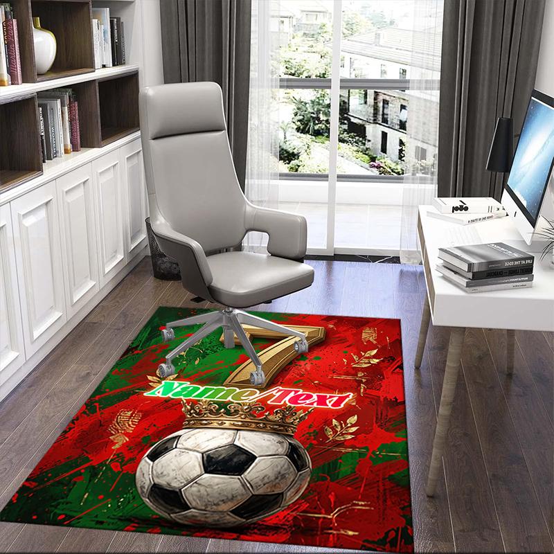 1PC Custom Name Soccer Legend Number Theme Floor Mat Ideal for Living Room, Game Rooms, Office, Bedroom,Floor Mat Playful Design
