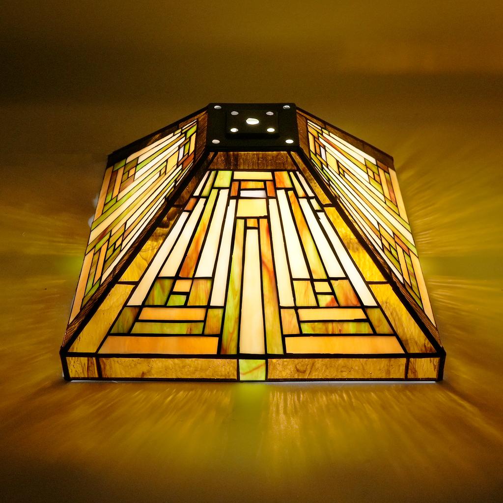 Mission Lamp Shade Accessories Replacement Amber Brown Mission Style Stained Glass Lampshade for Table Lamp