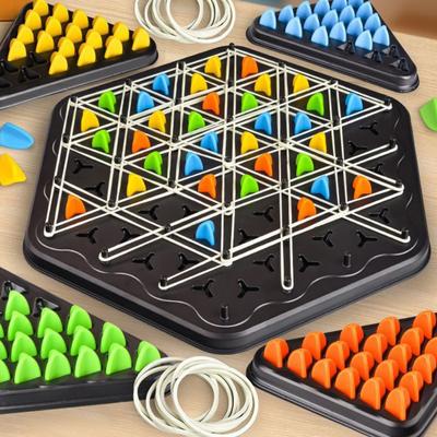 1 Set Dreieck-Schachbrettspiel für 2 bis 4 Spieler, Geometrie-Lernen, Fokus, Logik-Training, pädagogisches Gummiband, Dreieck-Steckbrett, Strategiespiel, Spielzeug