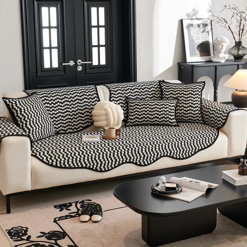 Chenille Sofa Cushion for Living Room Irregular Shape Non-slip Couch Cover Corner Sofa Towel Seat Pad Protective Sofa Mat Home