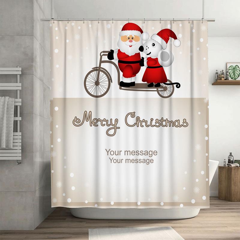 

Tu Christmas Shower Curtain Santa Claus Holiday Festive Bathroom Decor Merry Xmas Pattern Waterproof Home Decor Gift W60H190(CM)-1 Pcs