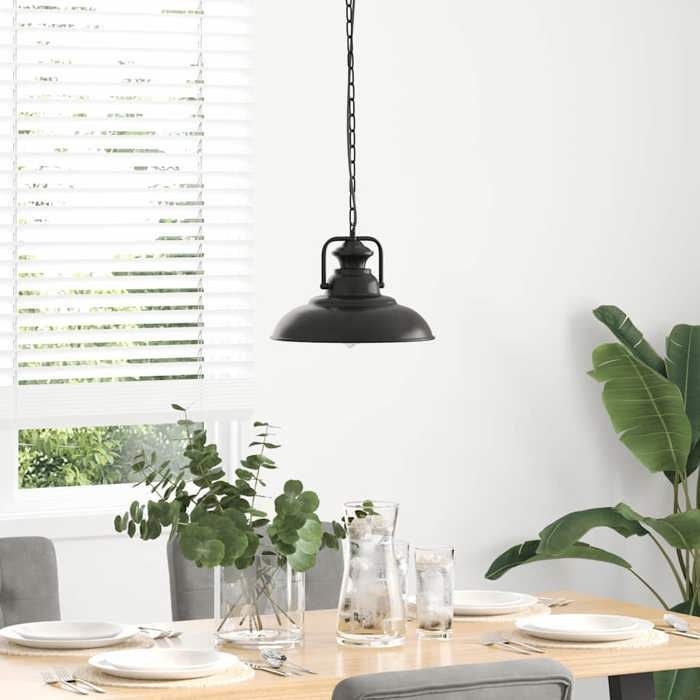 VidaXL Lampe suspendue E27 noir Ø 31 cm fer, éclairage suspendu, éclairage suspendu de cuisine, suspension, éclairage d'îlot 4103456