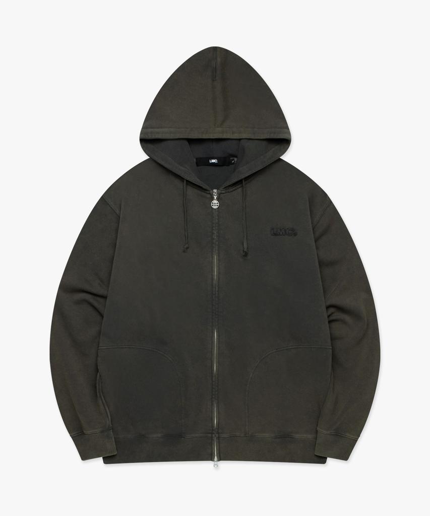 Lmc Washed Og Applique Zip Up Hoodie Charcoal