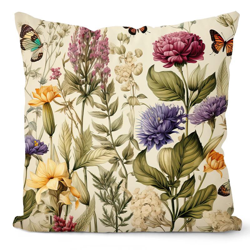 Retro Floral Pillow Case Home Living Room Sofa Cushion Balcony Car Pillow Ornament Premium Durable Quality Useful