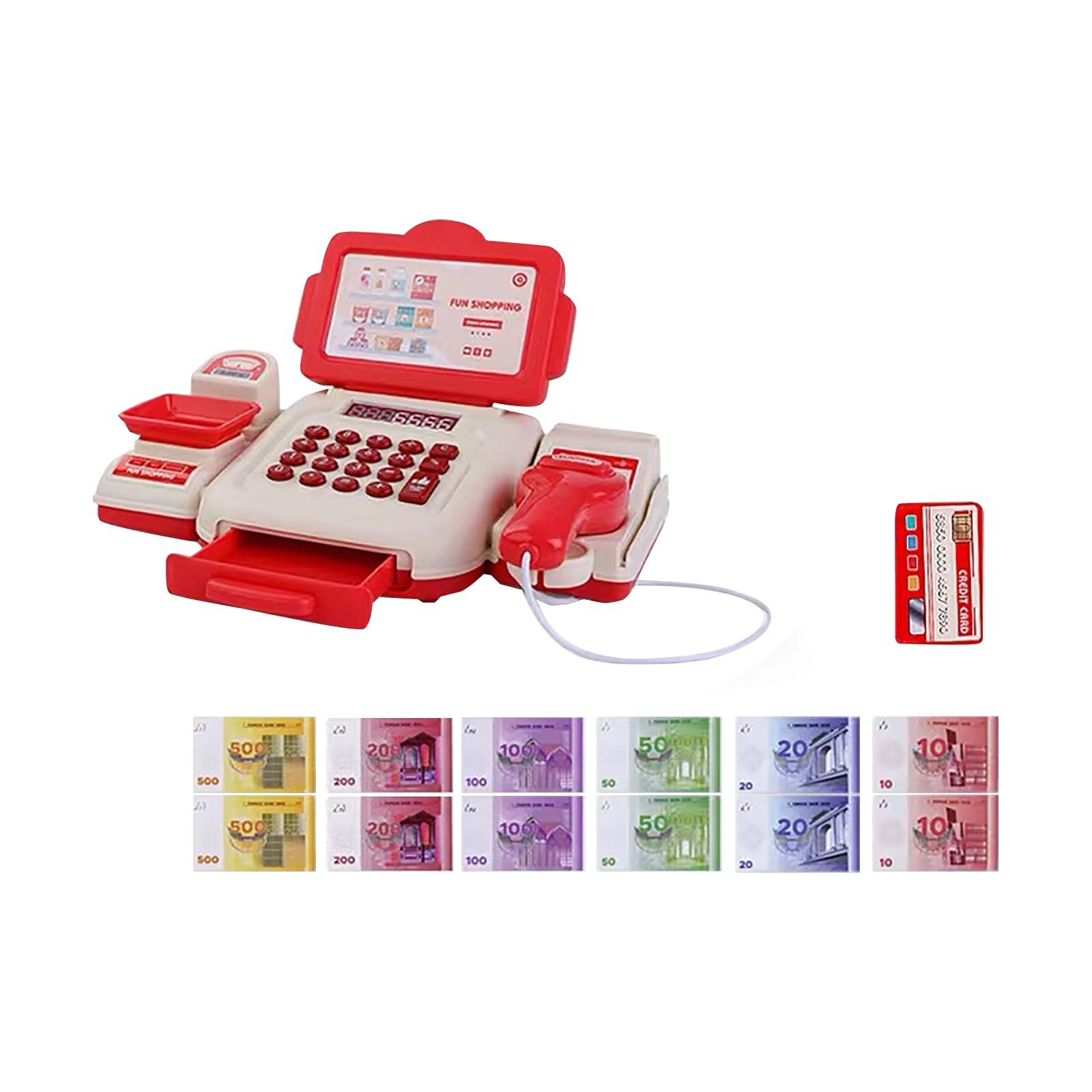 

Моделирование кассы супермаркета Детский магазин шаговой доступности Модель кассира Сканирование карт One Size красный