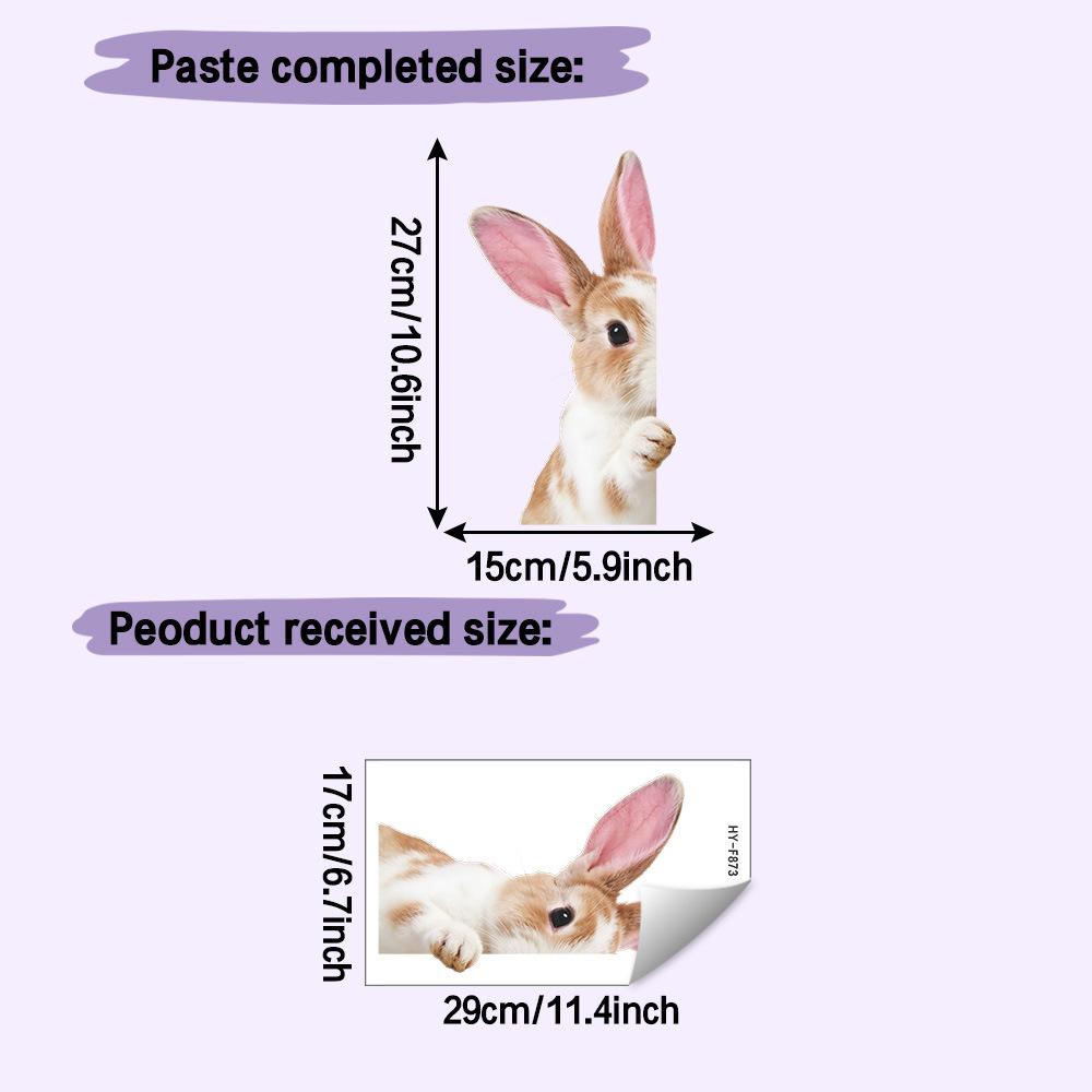 Static Cling Cute Peeking Rabbit Window Sticker for Glass Door Home Decor 17x29cm разноцветный