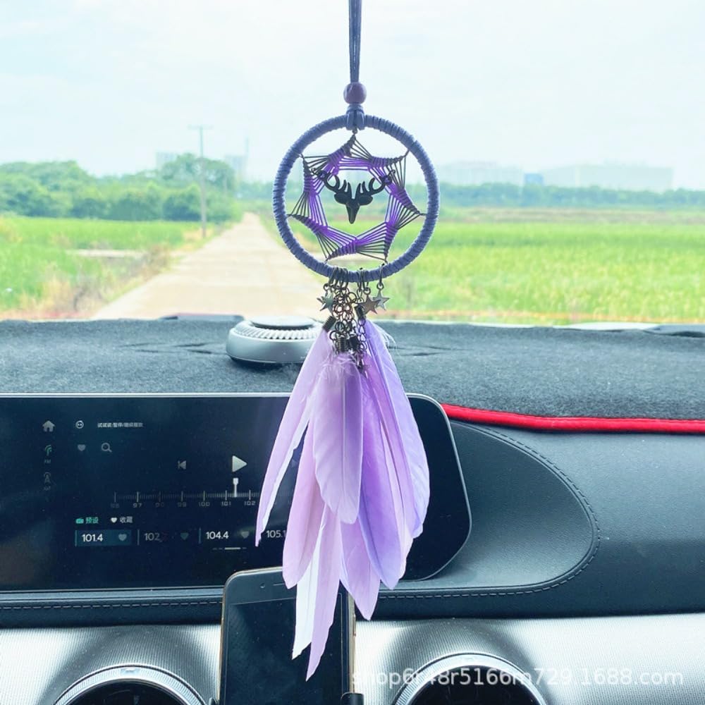 Giawkca Car Accessories Car Interior Decoration Pendant Dream Catcher Feather