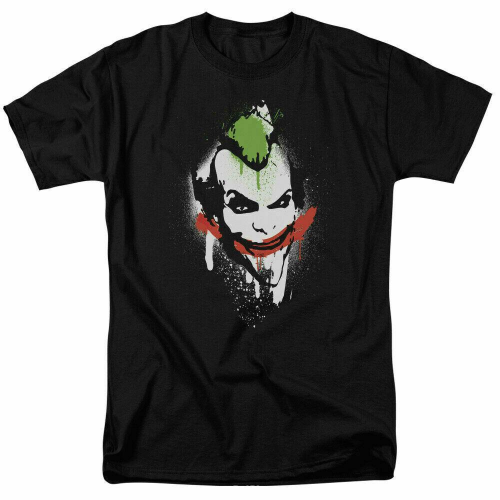 Batman Joker Spray Paint Smile T Shirt Licensed Comic Book Tee Black S