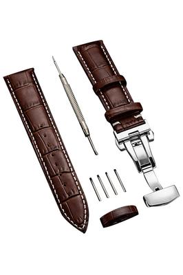 Uhrenarmband, Uhrenarmband 23 mm, 24 mm, 22 mm, 21 mm, 20 mm, 19 mm, 18 mm, echtes Leder, Uhrenarmband, Ersatzband, D-Schnalle, wasserdicht, schweißfest, Uhrenleder