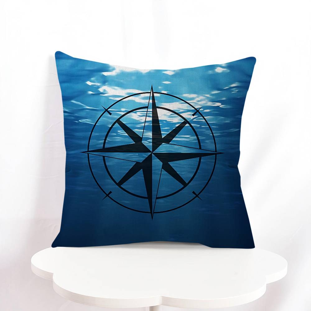 N-Nautical C-Compass Logo Cushion Cover Decorative Pillow Sofa Home Decor Case Pillow Cases