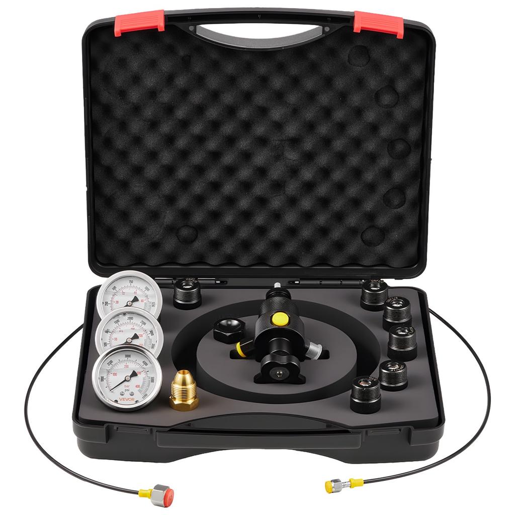 VEVOR Hydraulic Nitrogen Accumulator Charging Kit, All-in-One Nitrogen Fill Kit, Pressure Test System with 3 Gauges (100, 250, 400 Bar)
