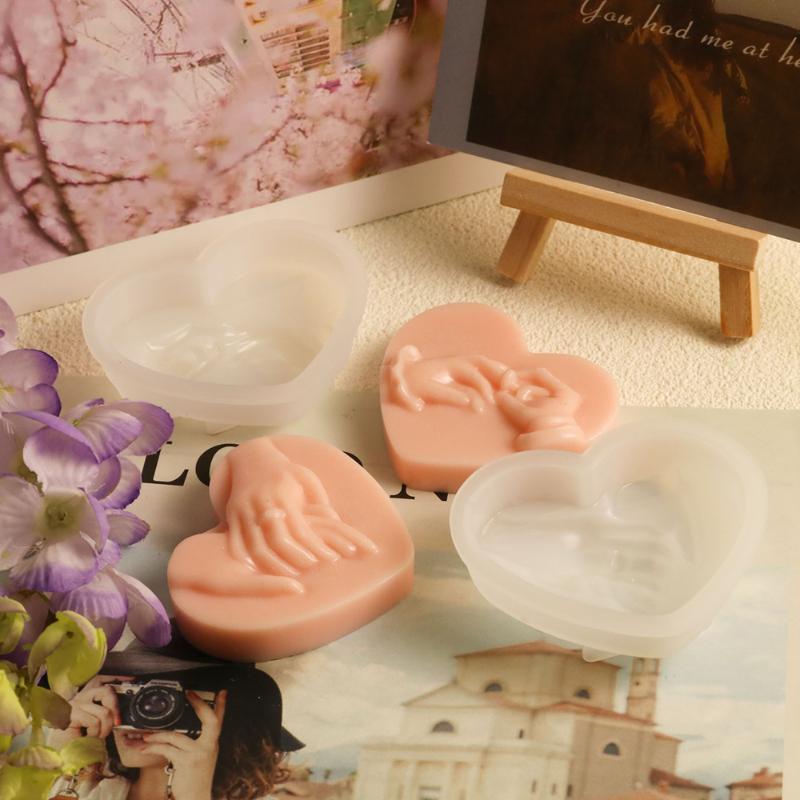 Romantisches Paar Hand-in-Herz Silikonkerzenform DIY Valentinstag Duftwachs & Seife DIY Liebes-Themen Bastelformen