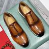 Fashion NEW Men's Leather Shoes Men's Retro Leather Shoes Leather British Casual Single Shoes Brock Fashion Shoes Men's Single Shoes A21