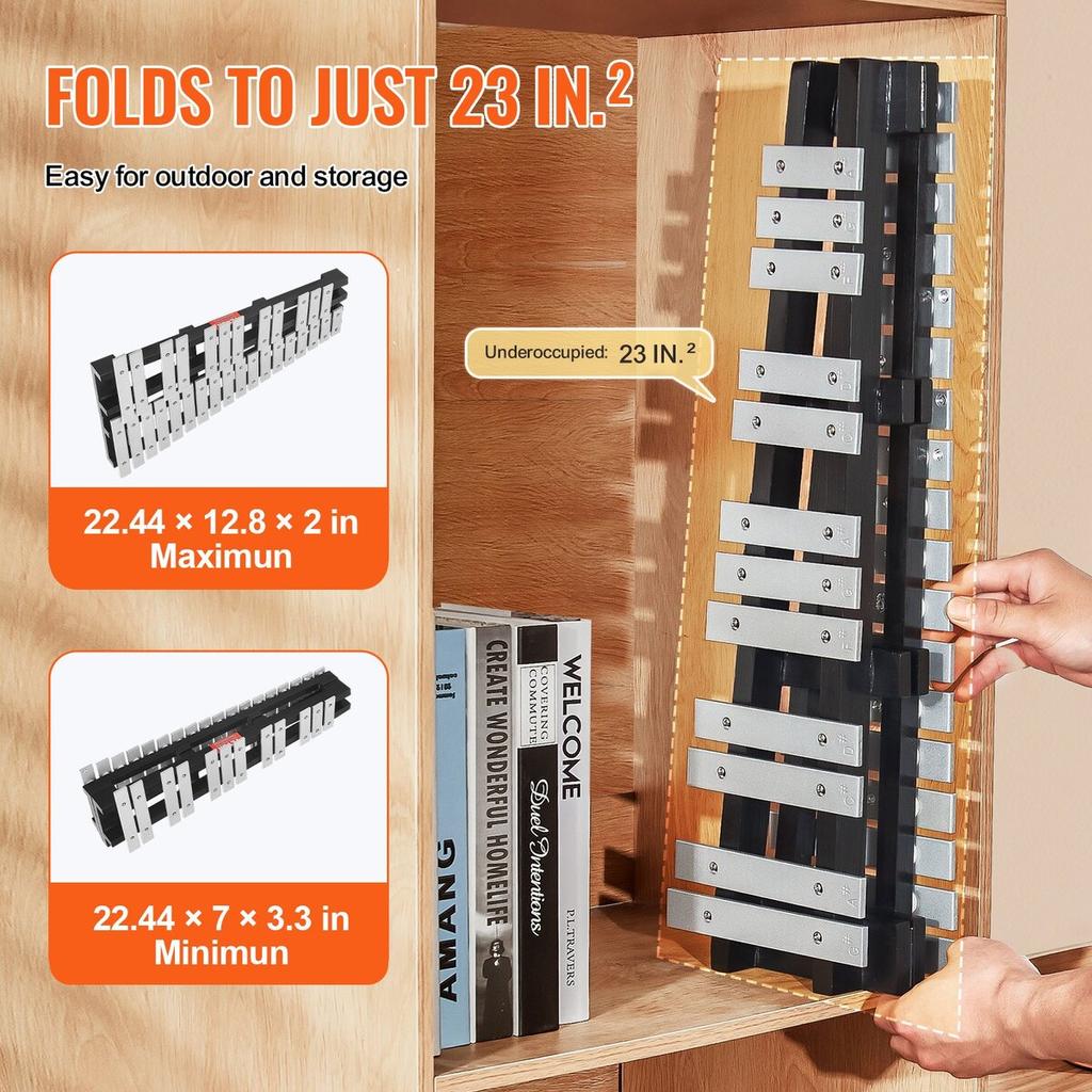 30 Note Glockenspiel Xylophone Bell Kit with Mallets, Drum Sticks and Bag