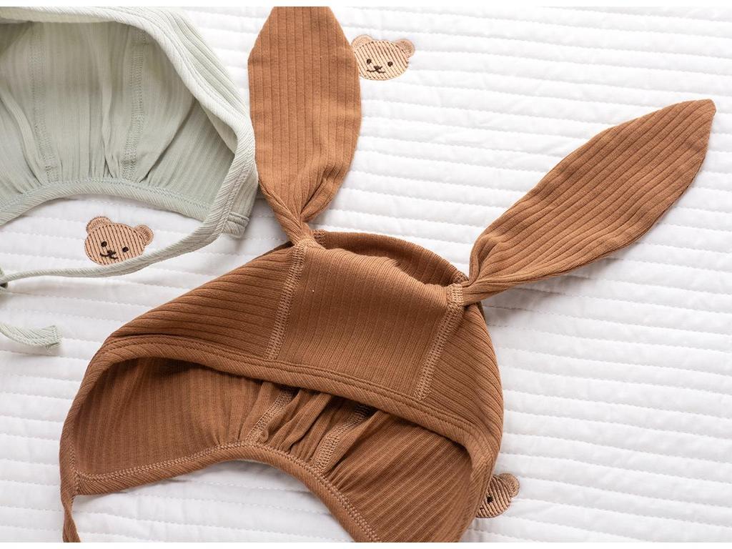 Baby Bunny Ear Hat: Nordic Tie-Up Spring/Summer Fetal Cap with Ear Protection.