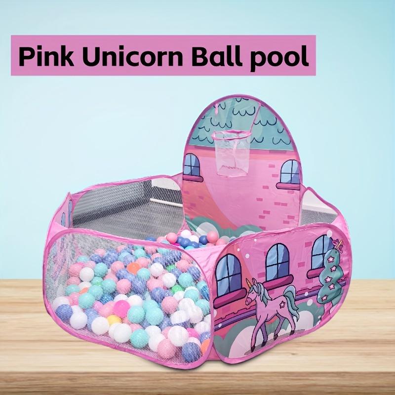 Pink Unicorn Polyester Ball Pool Tent - 1pc Easy Folding Ocean Theme Design Toy Ball Pit - Durable Playhouse for Indoor & Outdoor Use
