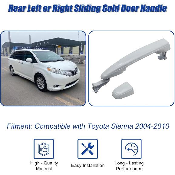FZJDSD Rear Left or Right Side White Sliding Door Handle Compatible with Toyota Sienna 2004 2005 2006 2007 2008 2009 2010 Replace 69213-08020