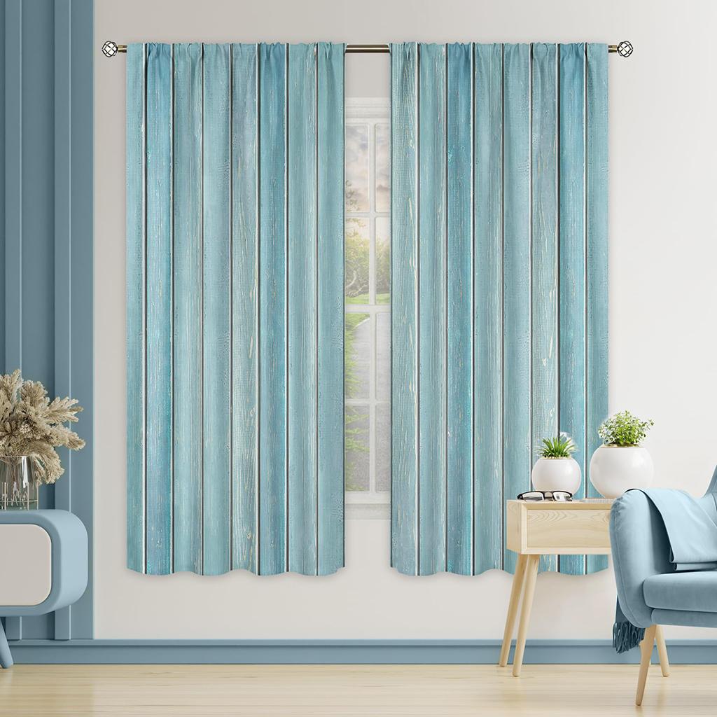 American Retro Printed Curtains For Wooden Doors, Rod Pocket Polyester Curtains, Bedroom, Study, Living Room Decorative Curtains