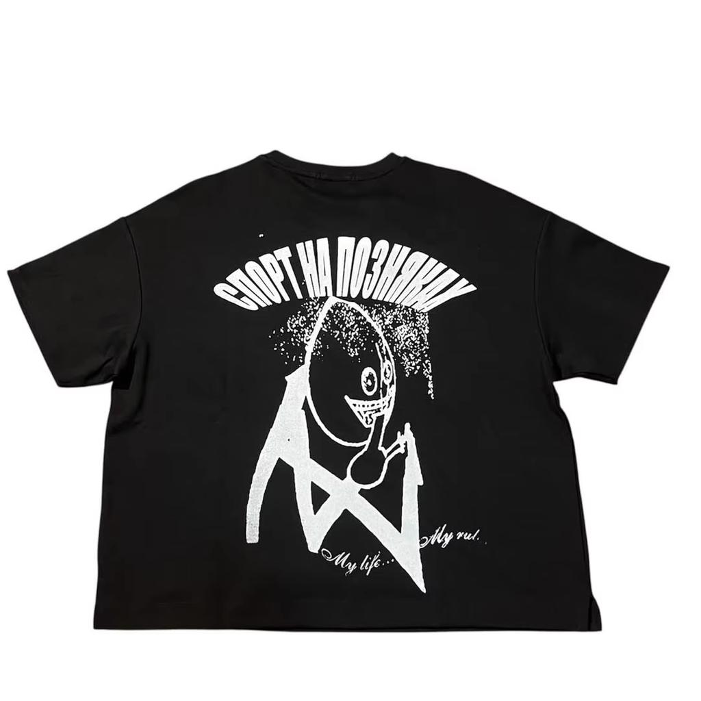 Evropské a americké Y2K Vtipné Hip-hopové Harajuku Tričko s potiskem písmen Módní trendová značka Pánské a dámské bavlněné topy