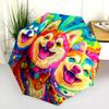 Colorful Husky pattern, automatic folding umbrella, portable and foldable design, 8 ribs, a Christmas or birthday gift.