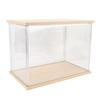 Clear   Display Case Plastic Display Box for Collectibles Doll Home Storage Organizing Toys Wood Base 14.3x8.7 .7in