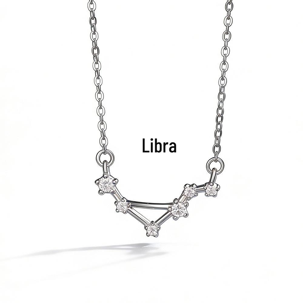 S925 Sterling Silver Zodiac Necklace for Women - High-End, Versatile Clavicle Chain Jewelry