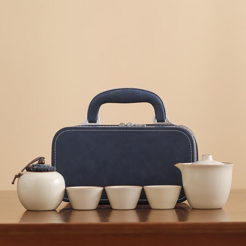 Nordic Ceramic Travel Tea Set with Intertwined Lotus