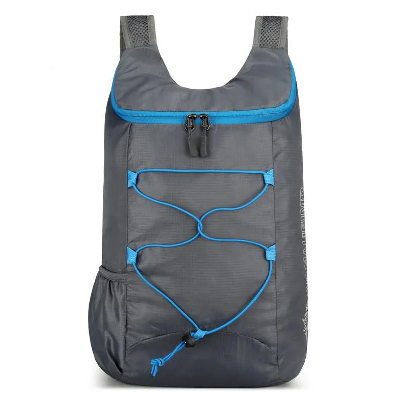 

Multifunctional Outdoor for Camping Hiking Travel Folding Backpack High Density Lightweight Waterproof Nylon Fabric Sports Bag 27x39x14cm сірий