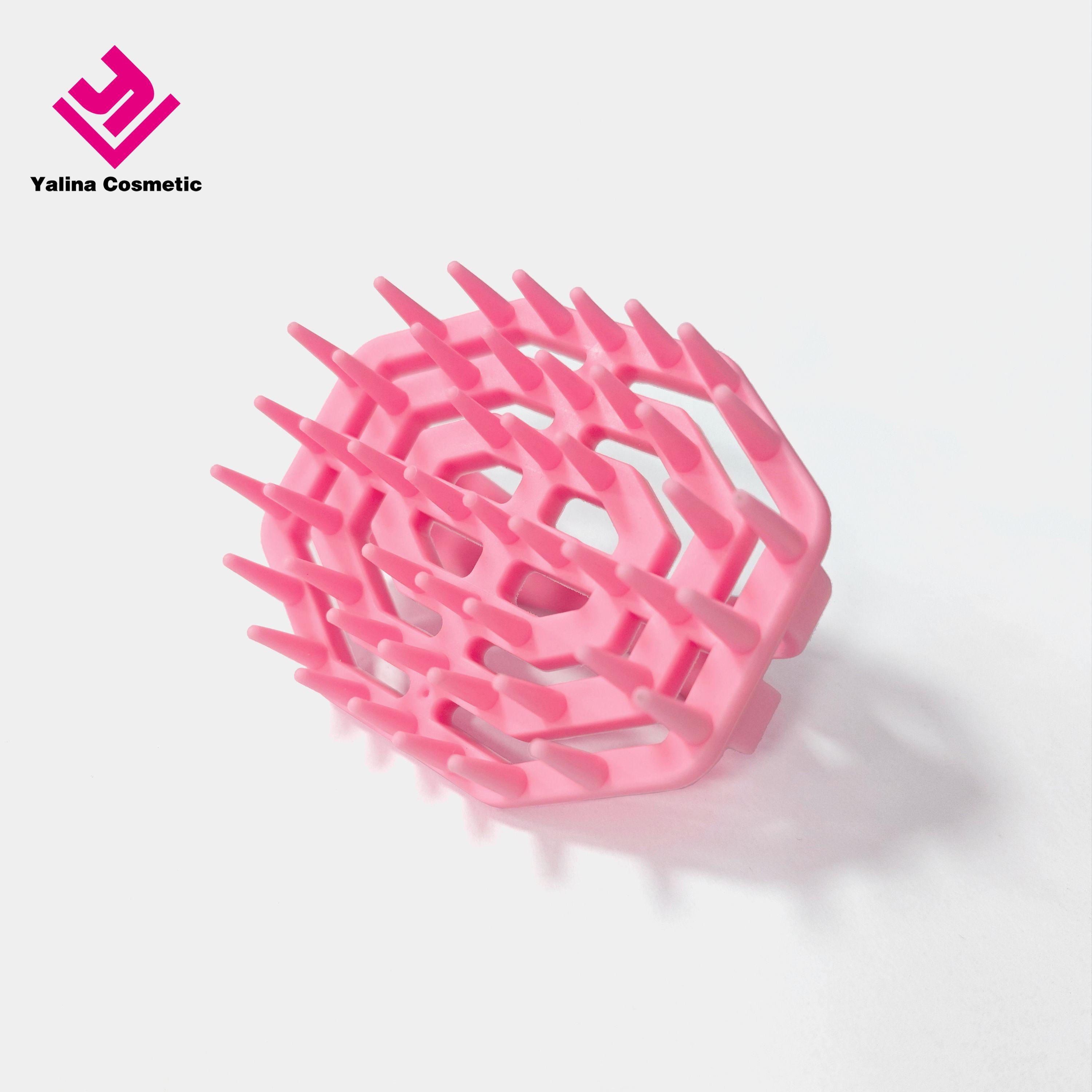 Soft Silicone Head Scalp Massager Shampoo Brush Manual Hair Scrubber with Flexible Bristles Cleaning Hair Brush розовый