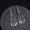 Retro Tibetan silver fringed earrings women's long temperament versatile earrings fashion personality vacation earrings